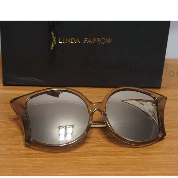 New Linda Farrow LFL595/6 Oversized Sunglasses, Unique Mirrored Lenses $1,245 - Picture 2 of 9